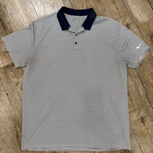 Nike Dri-FIT Victory Stripe Golf Polo Navy White 2XL Mens